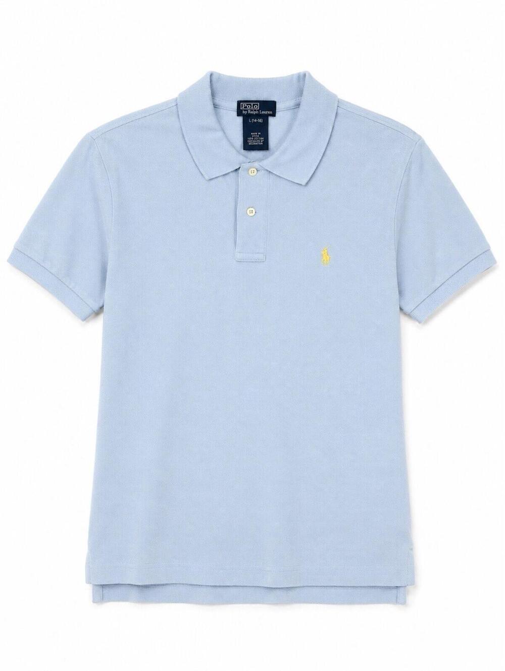 Polo Ralph Lauren Youth L 14-16 Lt Blue Pique Cotton Polo Shirt Pony Logo READ